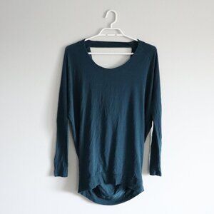 Wilfred Women's Sz XS Blue Open Cowl Back Stretch‎ Oversized Pullover Top